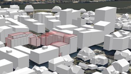 Bilde fra Nasjonal detaljert høydemodell (NDH) som viser bygninger