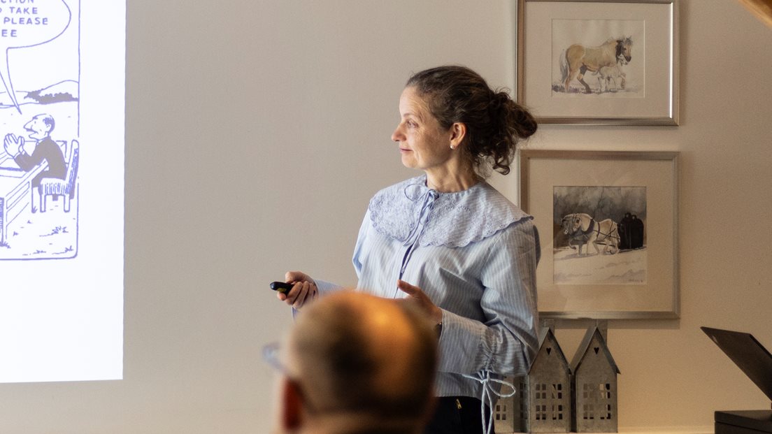 Kartverksansatt Aase Midtgaard Skrede under FGU-møte i Vestland. (Foto: Iver Daaland Åse)