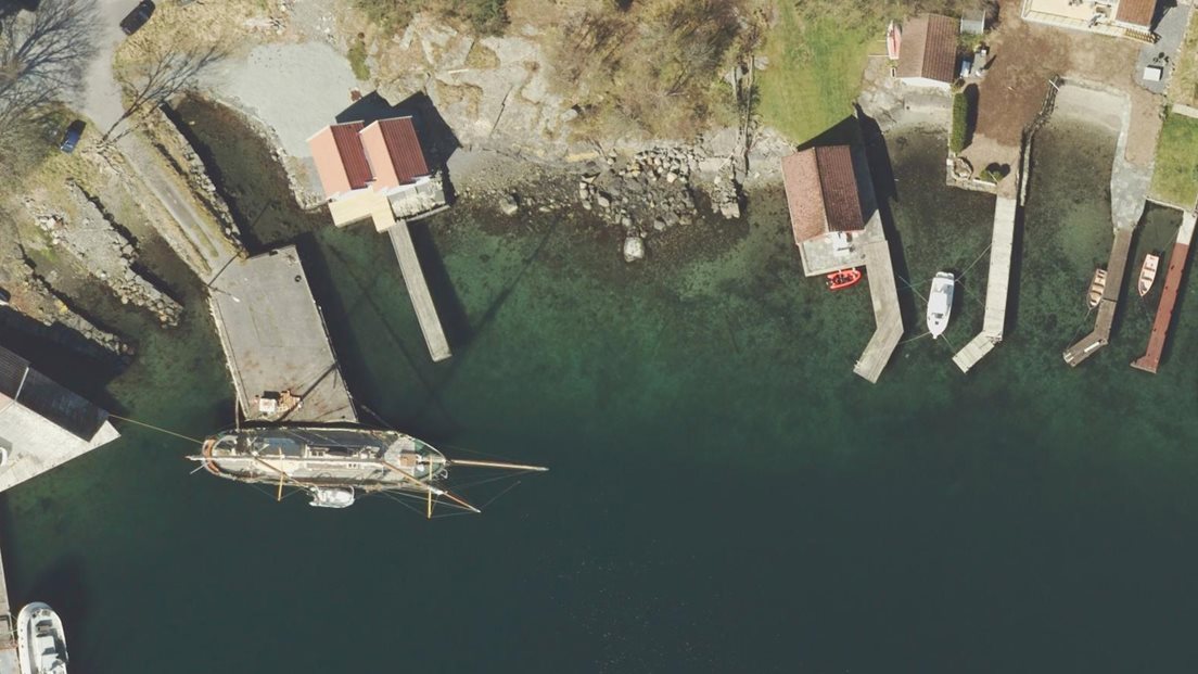 Flyfoto av kystområde i Lundsvågen i Stavanger tatt i 2020. Kilde: Kartverket