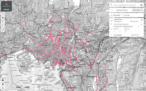 Kart som viser eksempel på sykkelveinett