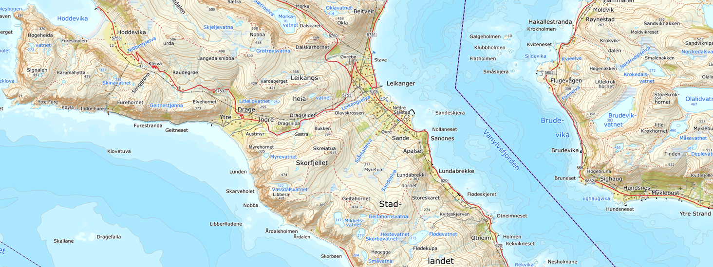 Skjermdump av norgeskart.no