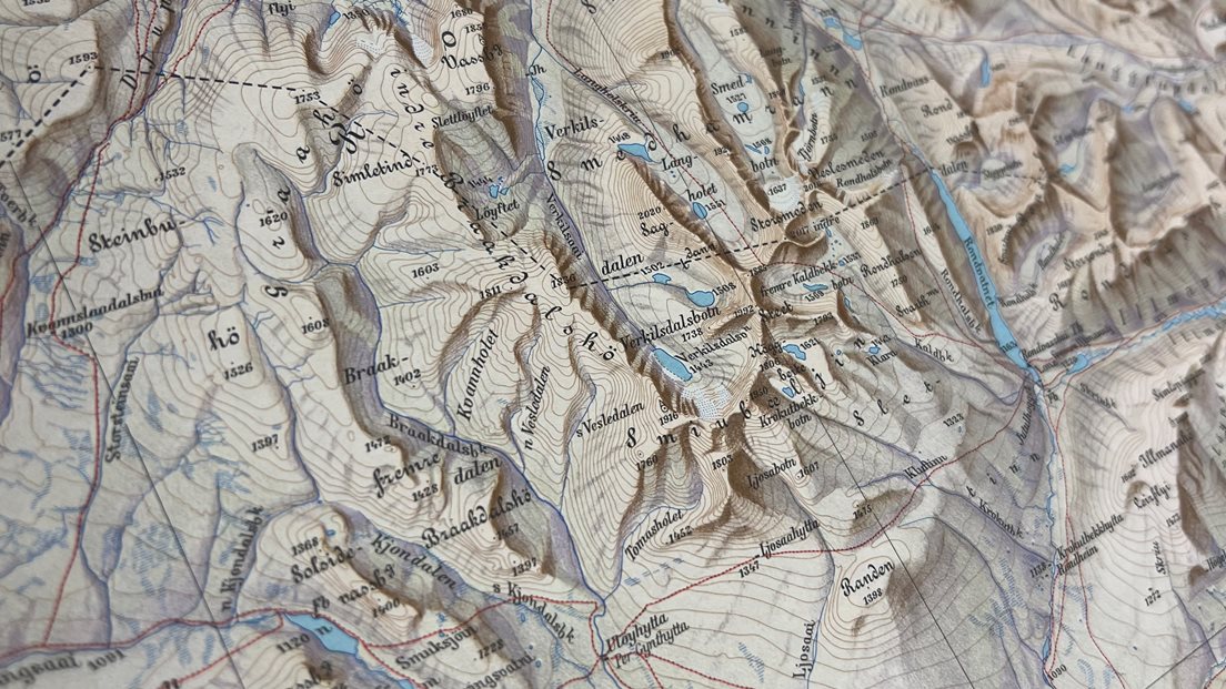 Kart over Rondane fra 1927
