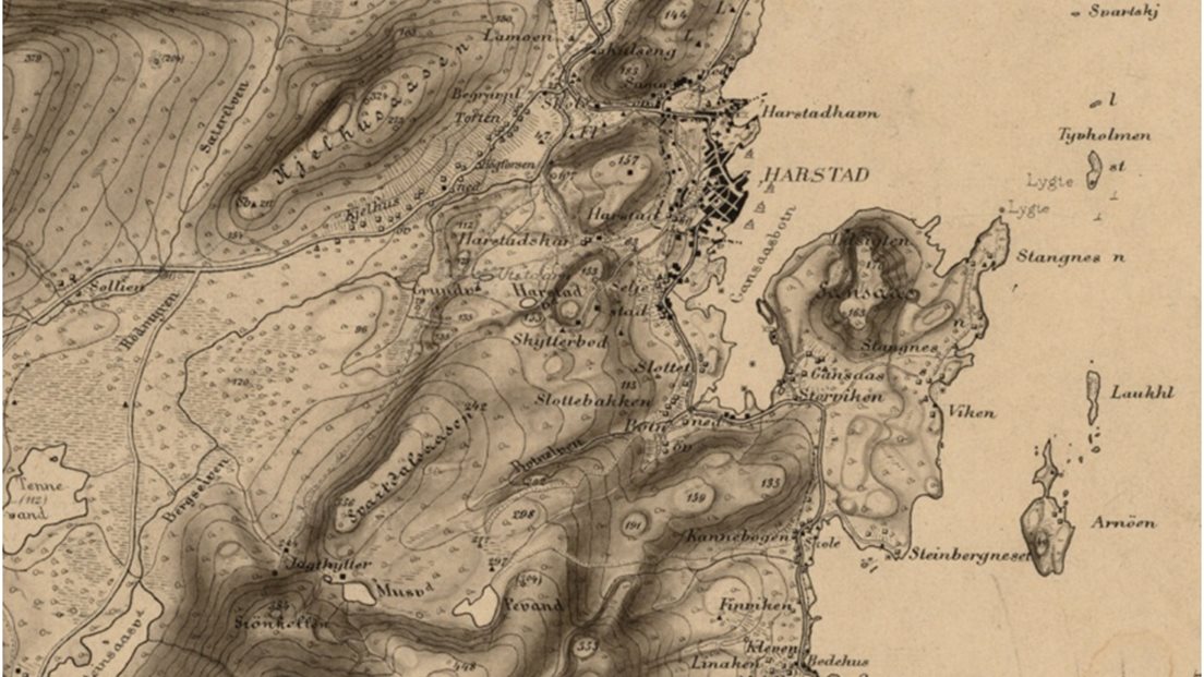 Utsnitt fra gradteigsmåling M8-sv fra 1908