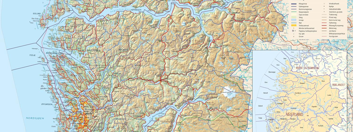 Utsnitt av Fylkeskart Vestland